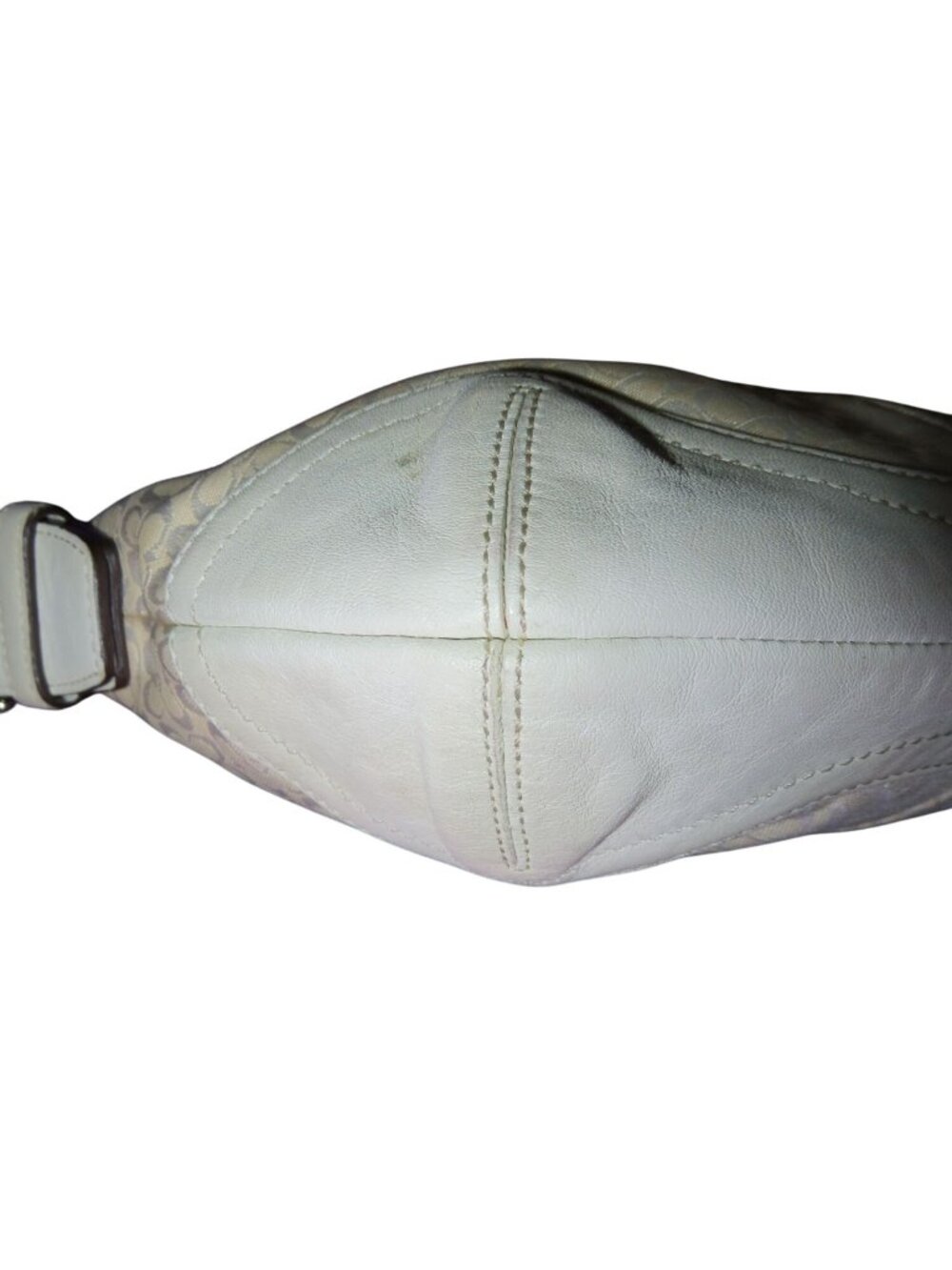 Coach 2003 Cream & White Canvas and Leather Signature Demi Baguette Shoulder Bag - Picture 9 of 12